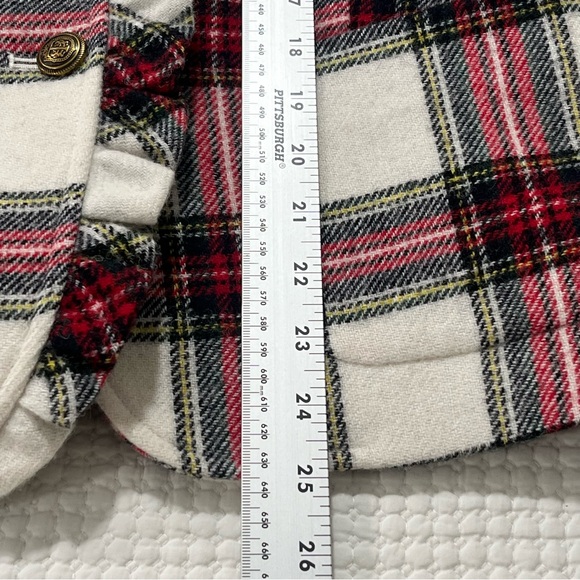 Talbots women jacket Size 10 Shetland Plaid Ruffle Trim Wool Jacket - Picture 9 of 11